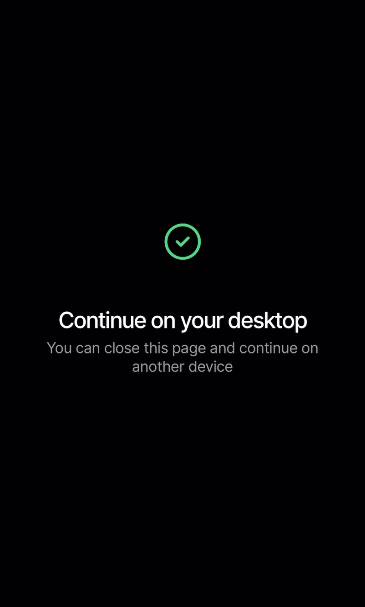 Two-device flow success state on mobile