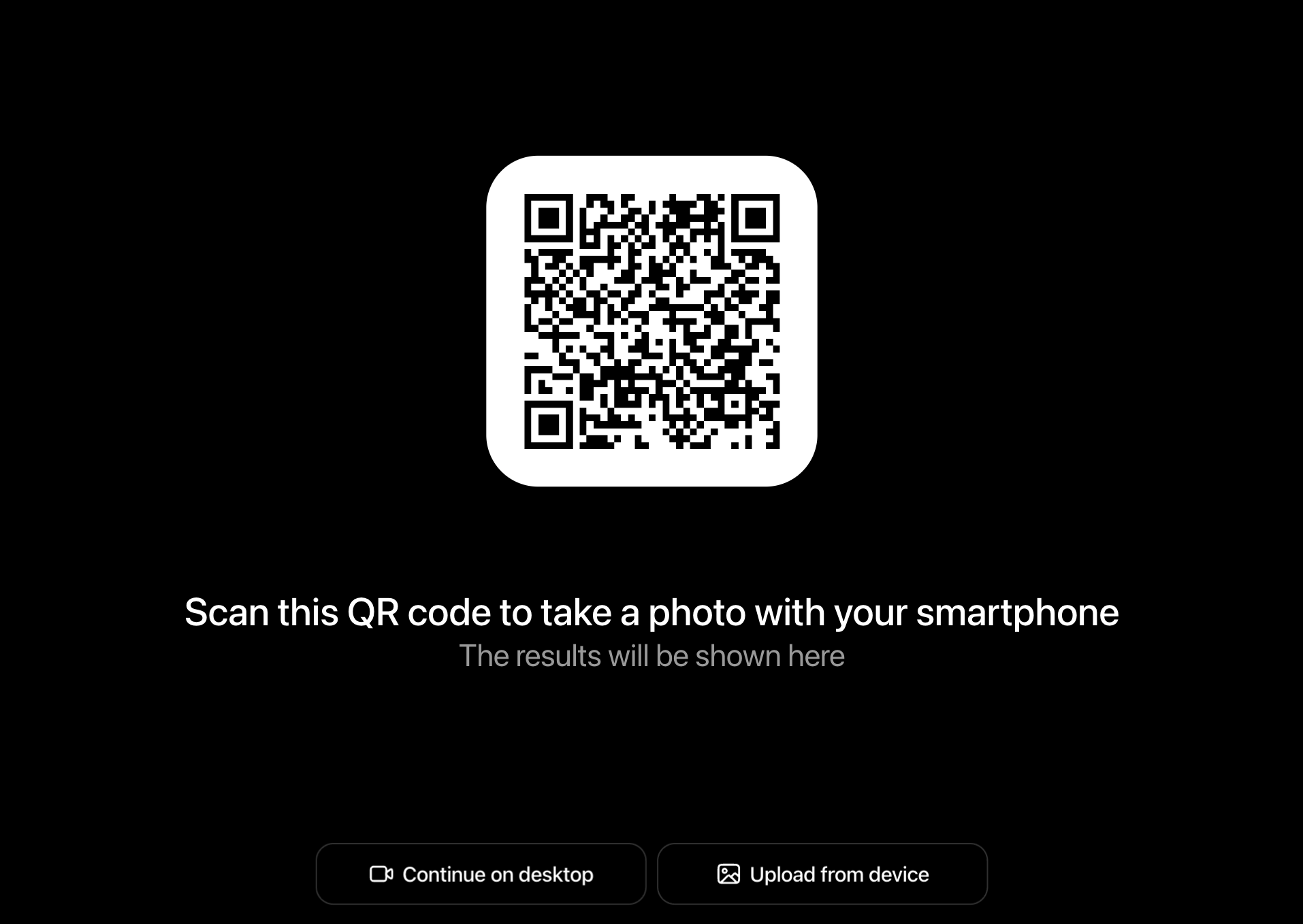 Source selection screen with QR-code