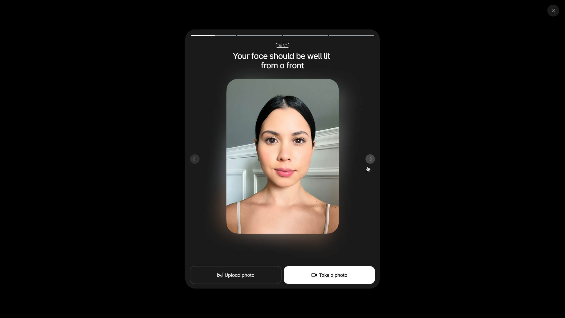 Example of mobile video tutorial screen in source selection