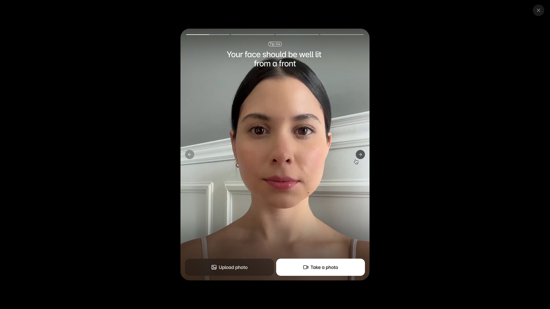 Example of mobile image tutorial screen in source selection