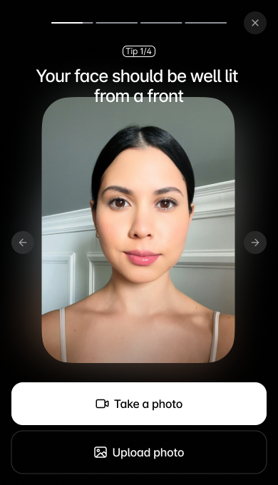 Example of mobile image tutorial screen in source selection